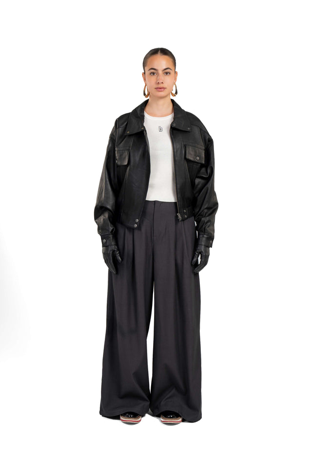Sheepskin Leather Jacket With Pockets