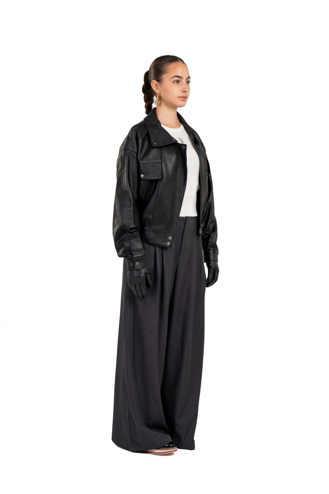 Sheepskin Leather Jacket With Pockets