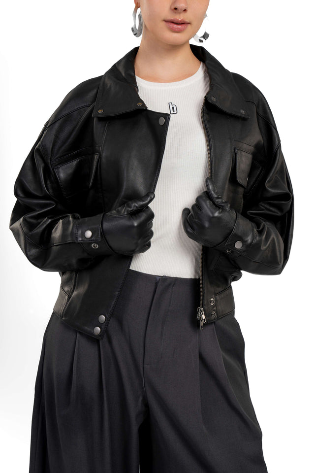 Sheepskin Leather Jacket With Pockets