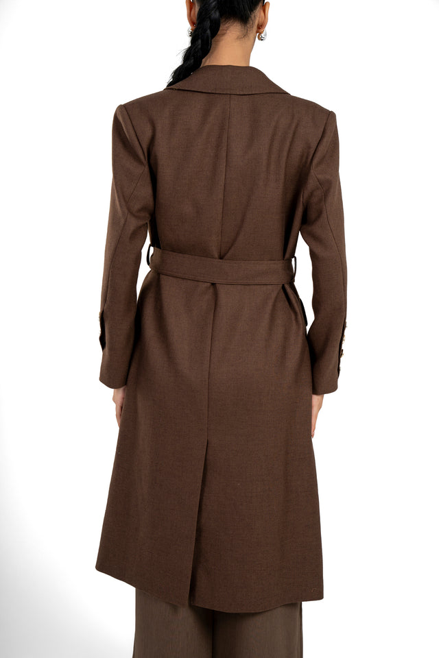 Long Wool Coat With Metal Buttons