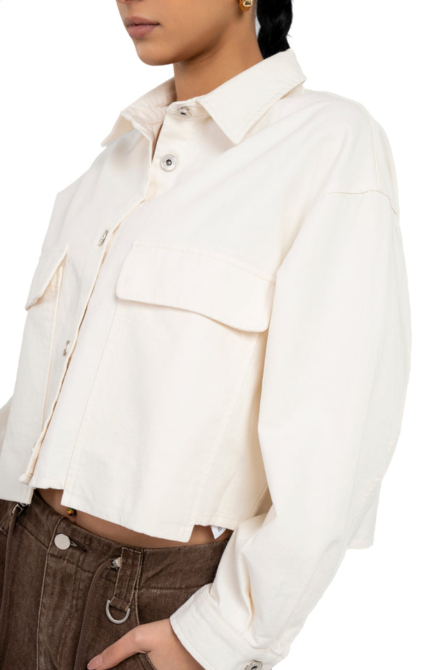 Cropped Denim Jacket With Extended Pockets