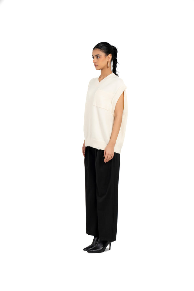 Unisex Oversized Knit Vest With Pocket
