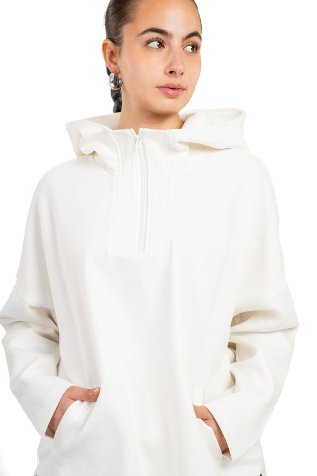 Dropped Shoulder Hoodie With Front Zipper