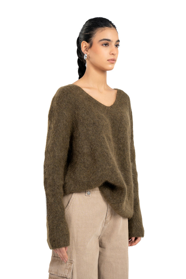 Olive Mohair Sweater