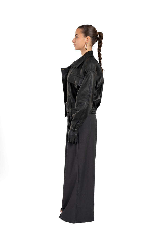 Sheepskin Leather Jacket With Pockets