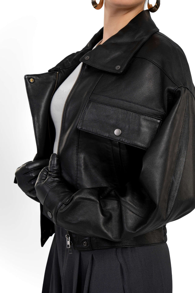 Sheepskin Leather Jacket With Pockets