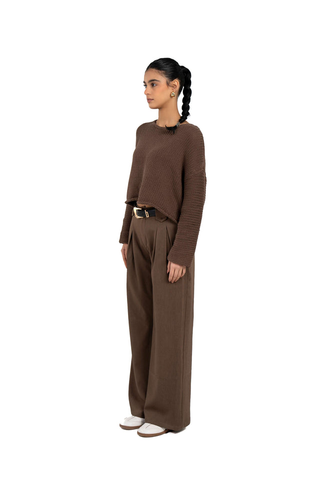 Dropped Shoulder Knit Sweater