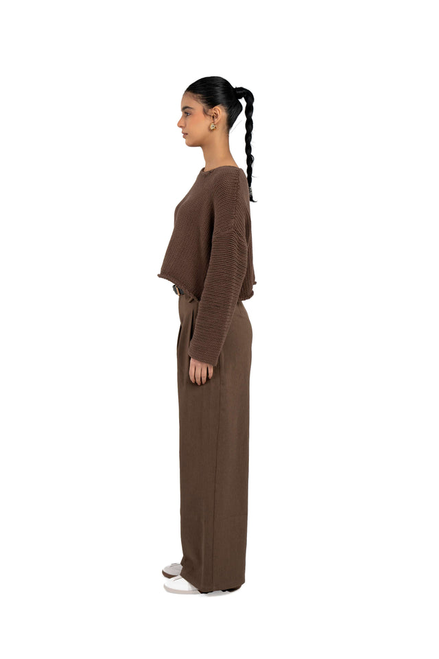 Dropped Shoulder Knit Sweater