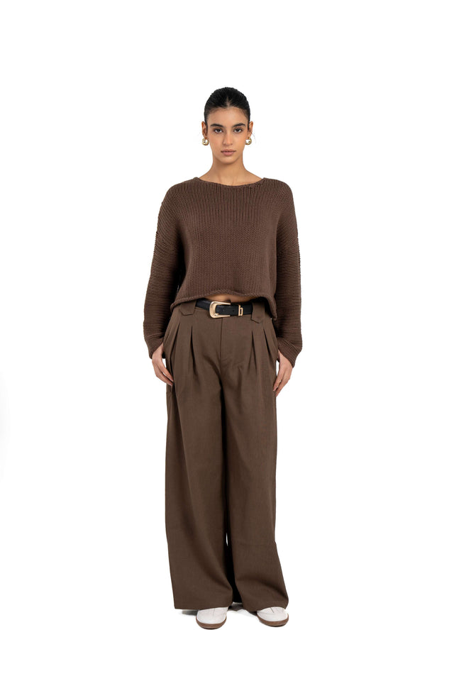 Dropped Shoulder Knit Sweater