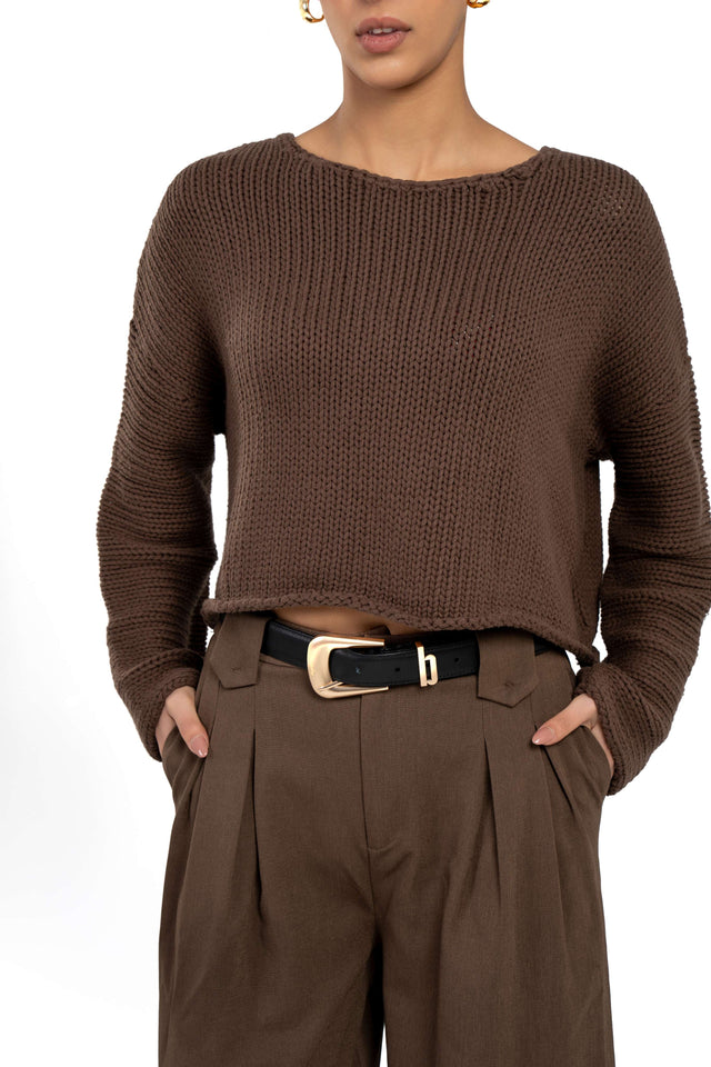 Dropped Shoulder Knit Sweater