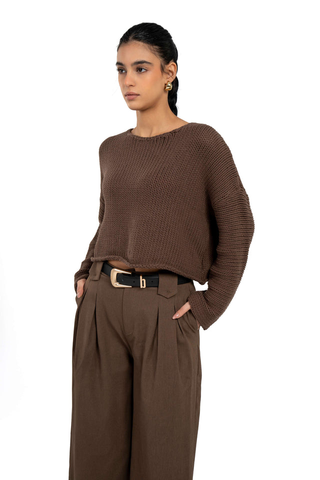 Dropped Shoulder Knit Sweater