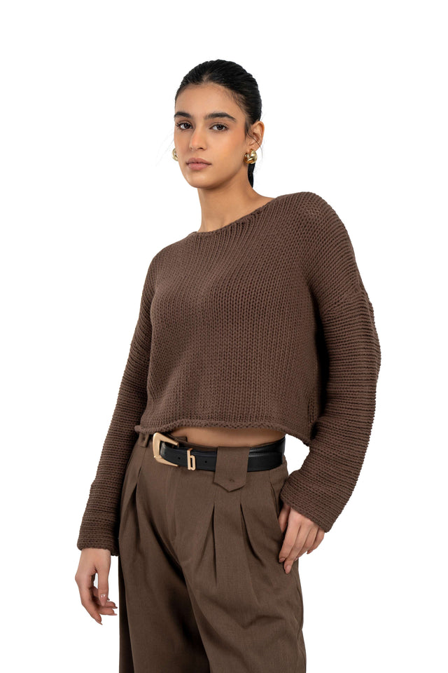 Dropped Shoulder Knit Sweater