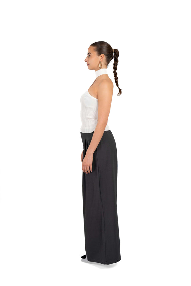 Darted Wide Leg Tailored Pants