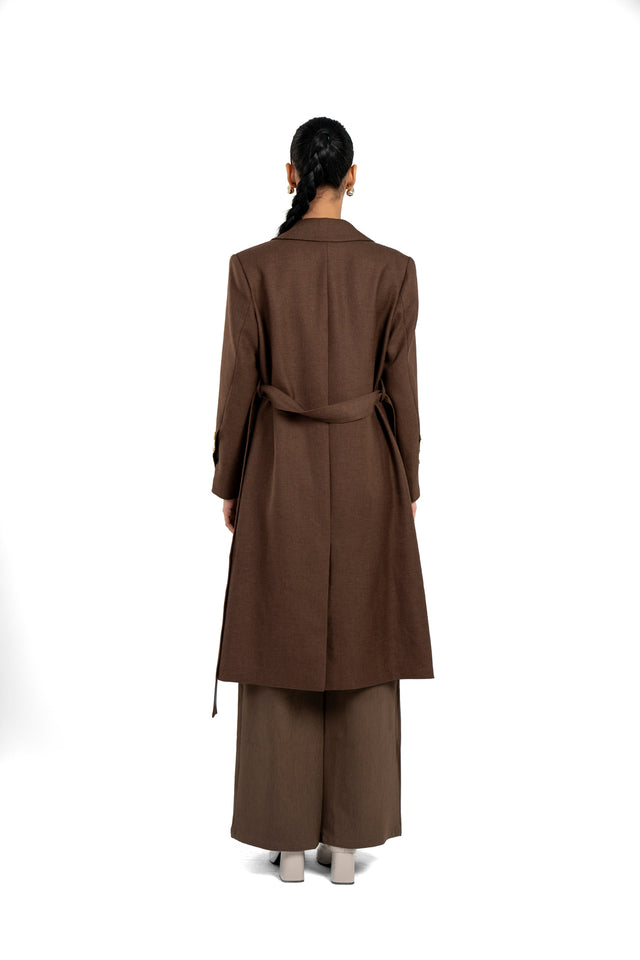 Long Wool Coat With Metal Buttons