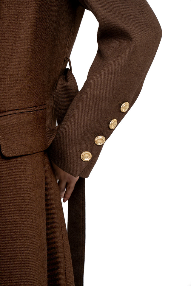 Long Wool Coat With Metal Buttons