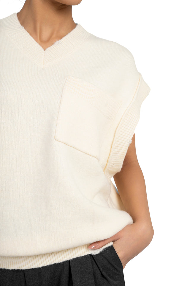 Unisex Oversized Knit Vest With Pocket