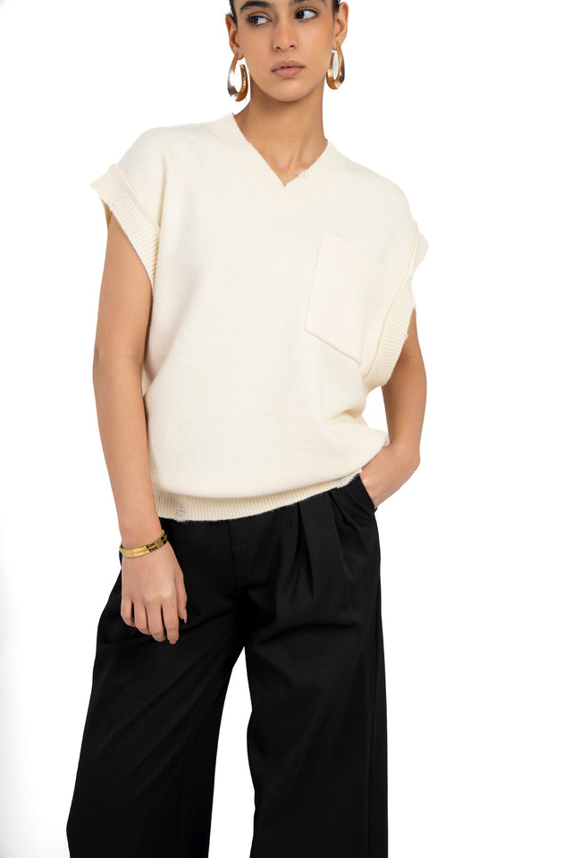 Unisex Oversized Knit Vest With Pocket