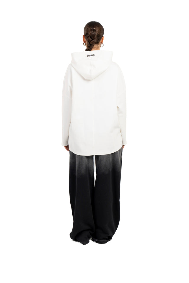 Dropped Shoulder Hoodie With Front Zipper