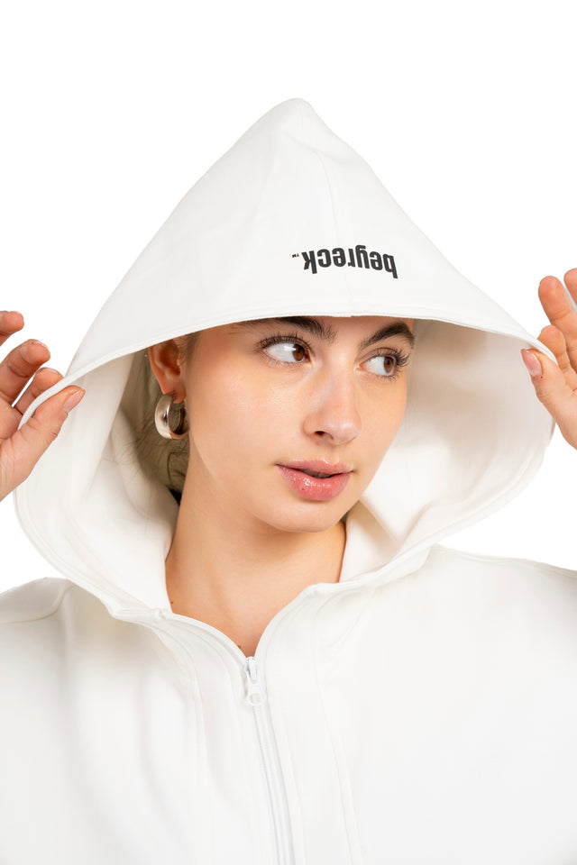 Dropped Shoulder Hoodie With Front Zipper
