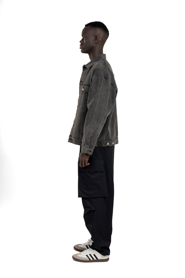 Back Patch Grey Denim Jacket