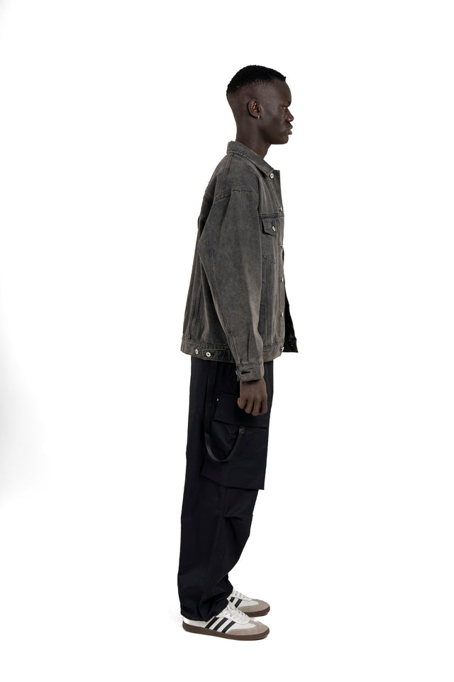 Back Patch Grey Denim Jacket