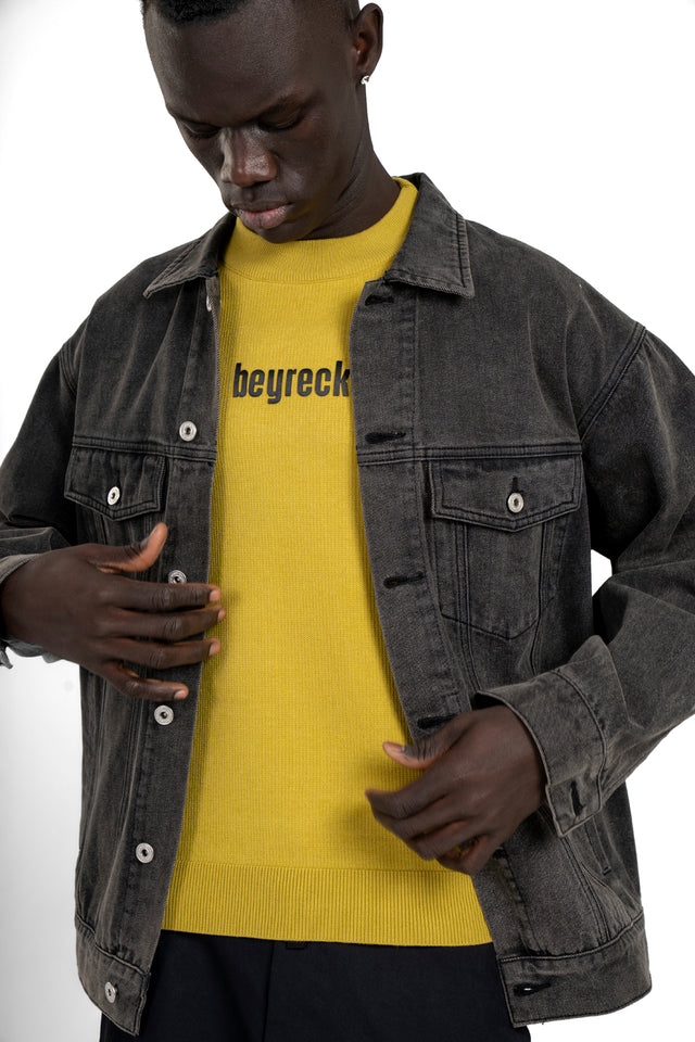 Back Patch Grey Denim Jacket