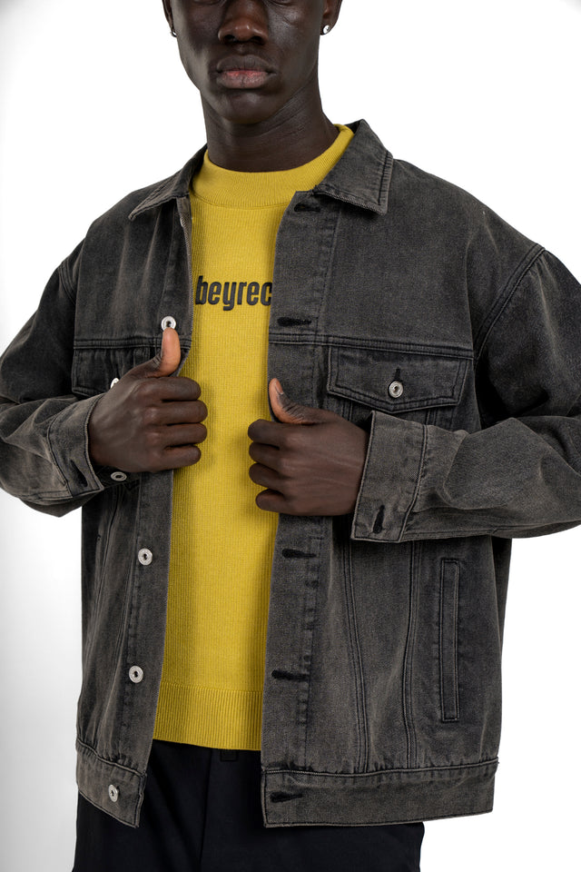 Back Patch Grey Denim Jacket