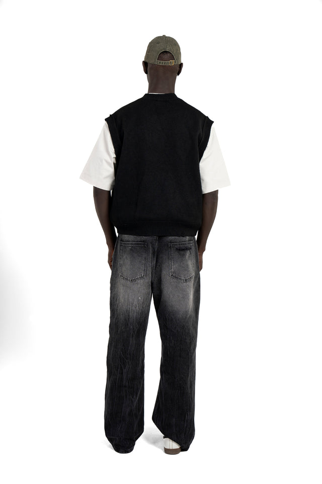 Unisex Oversized Knit Vest With Pocket