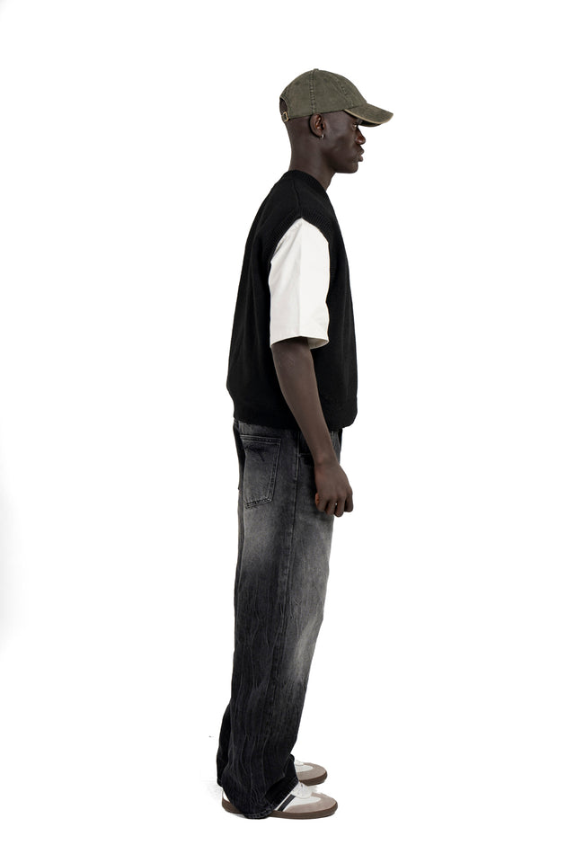 Unisex Oversized Knit Vest With Pocket