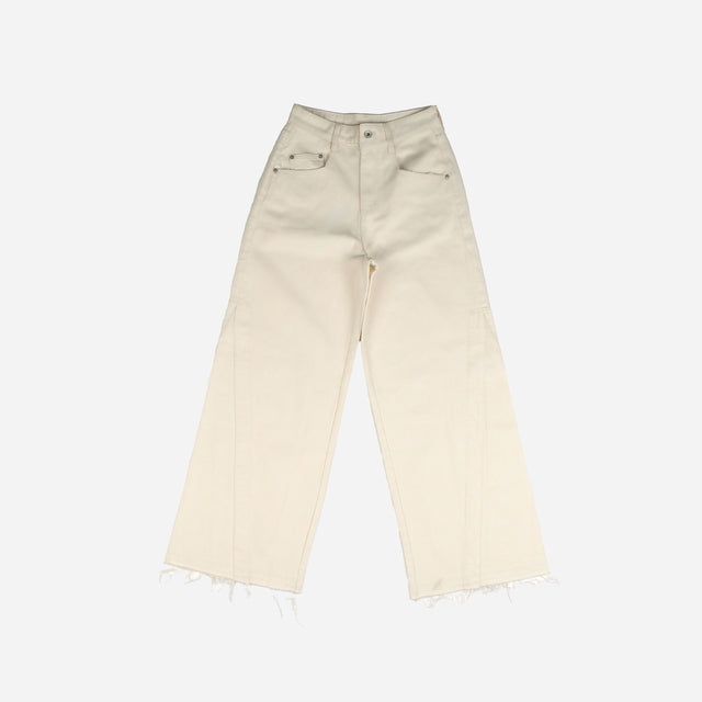 Knee Pleat Raw Hem Pants